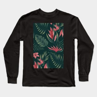 Green Hawaiian Pattern Long Sleeve T-Shirt